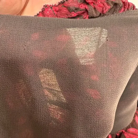 Ulla Johnson Adelina Gown Red Black Silk Maxi Dress Formal Wedding Guest Size 6 - Picture 12 of 16